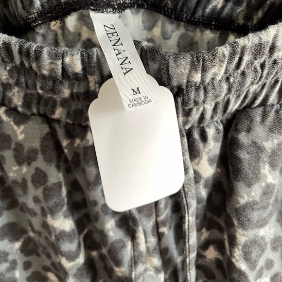 Zenana French Terry Leopard Print Joggers - M - Picture 4 of 5